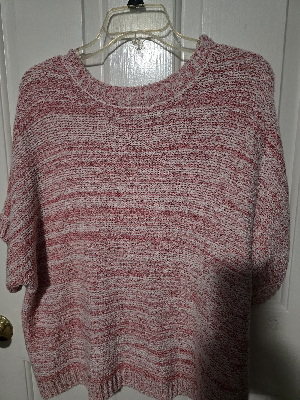 LOFT Marled Pink and White Crewneck Sweater